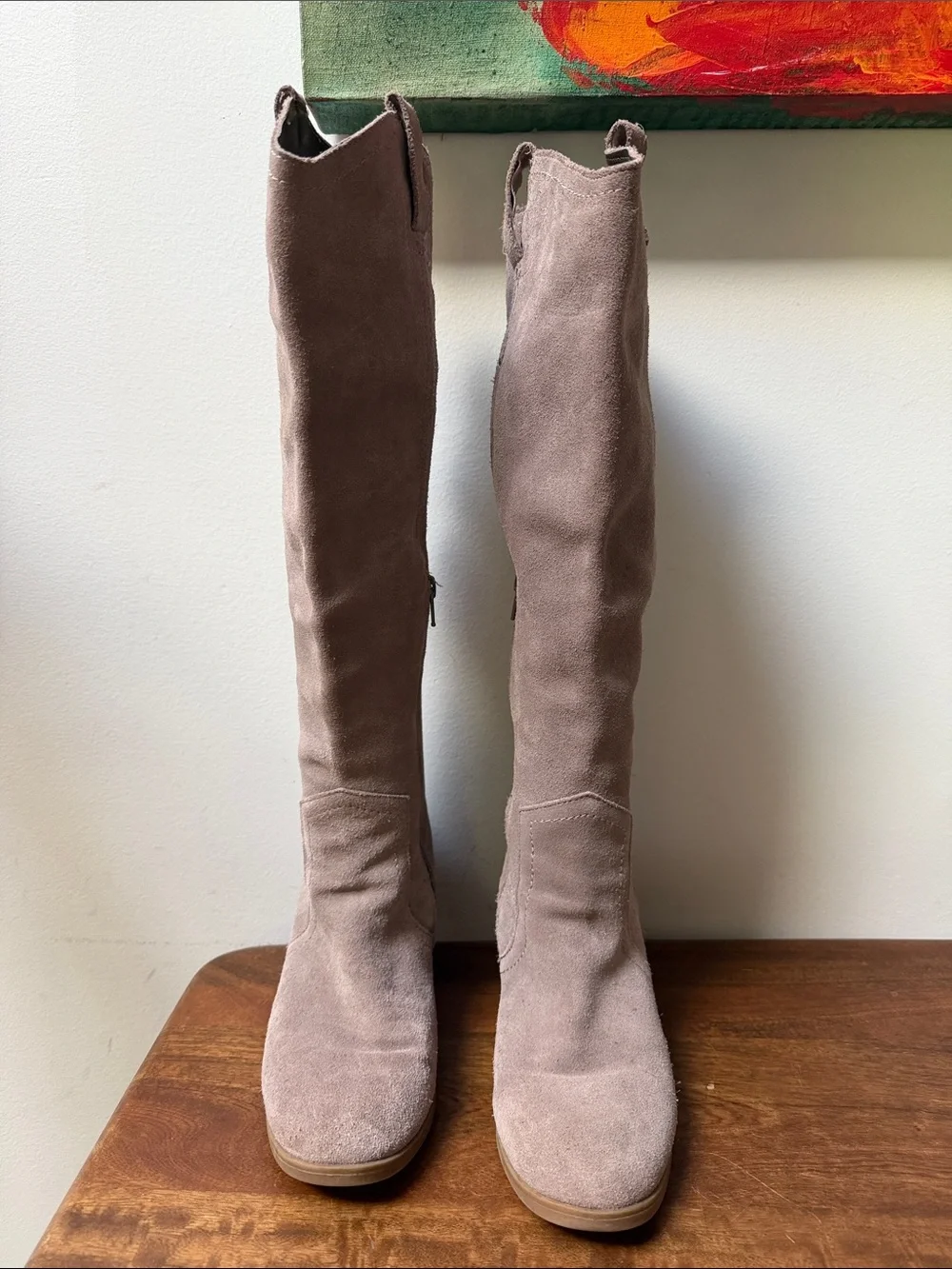 White Mountain Over-the-Knee Suede Boots in Taupe Suede